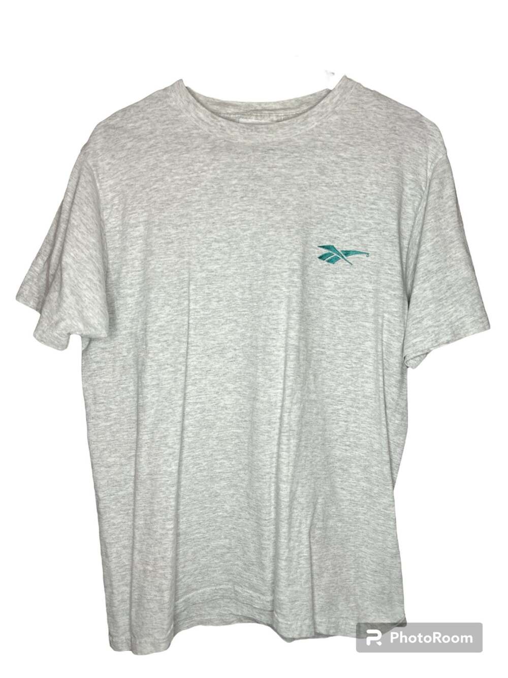 Vintage Reebok Single Stitch Heathered Grey White Embroidered Logo Size Medium
